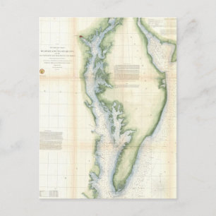 Postal Mapa de época de la bahía de Chesapeake