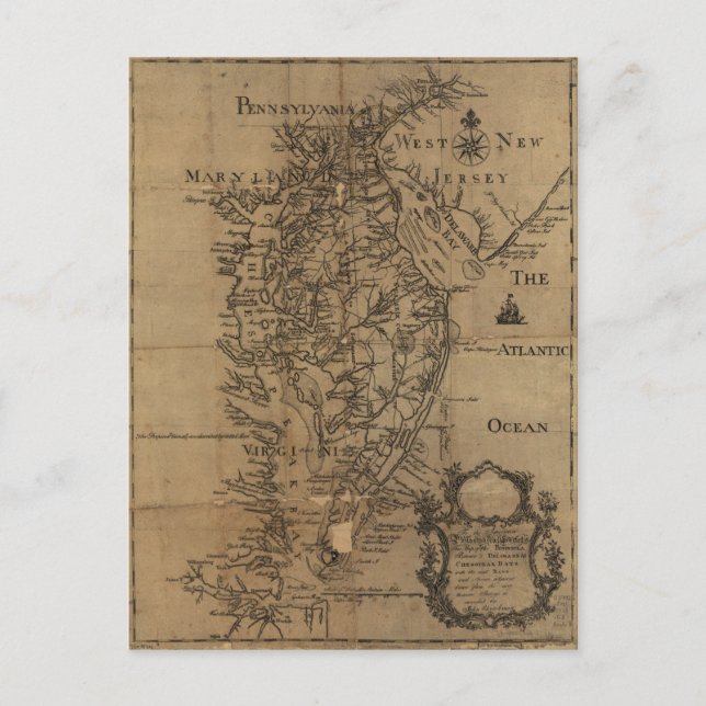 Postal Mapa de época de la bahía de Chesapeake (1778) (Anverso)