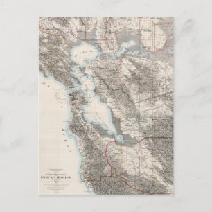 Postal Mapa de época de la bahía de San Francisco (1873)