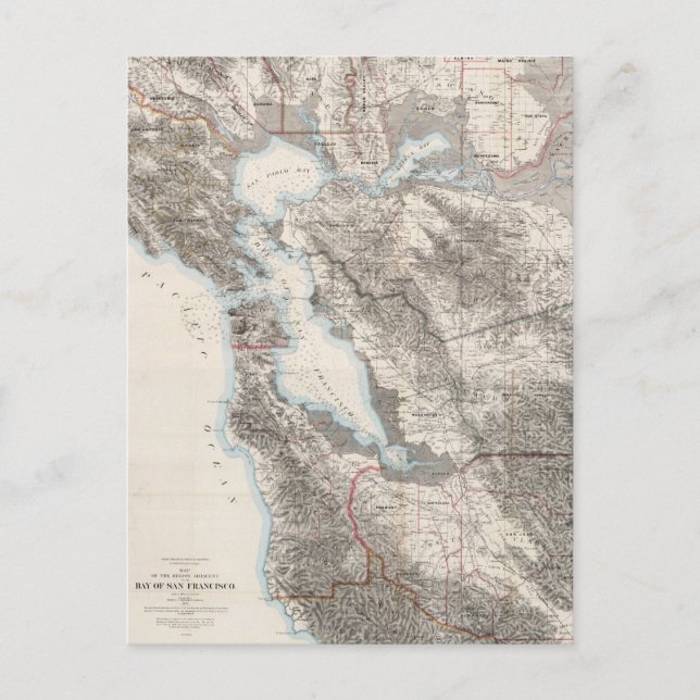 Postal Mapa de época de la bahía de San Francisco (1873)