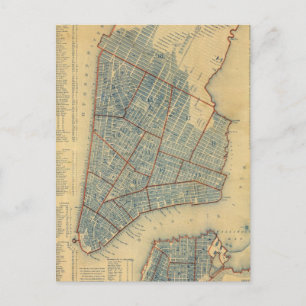Postal Mapa de época de la ciudad de Nueva York (1846)