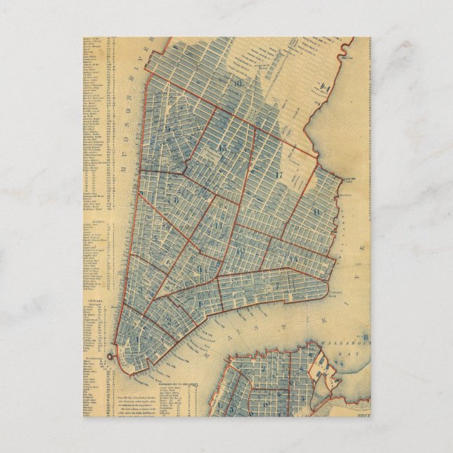 Postal Mapa de época de la ciudad de Nueva York (1846) (Anverso)