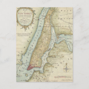 Postal Mapa de época de la ciudad de Nueva York (1869)