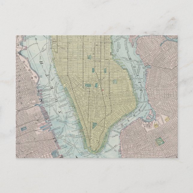 Postal Mapa de época de la ciudad de Nueva York (1901) (Anverso)