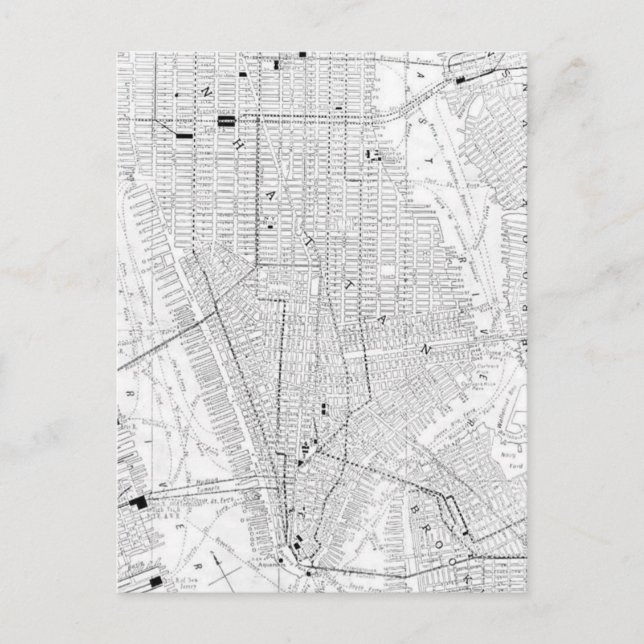 Postal Mapa de época de la ciudad de Nueva York (1911) (Anverso)