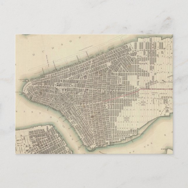 Postal Mapa de época de la ciudad de Nueva York baja (184 (Anverso)