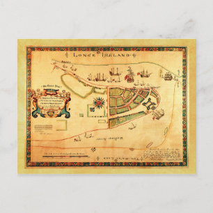 Postal Mapa de época de la ciudad de Nueva York (entonces