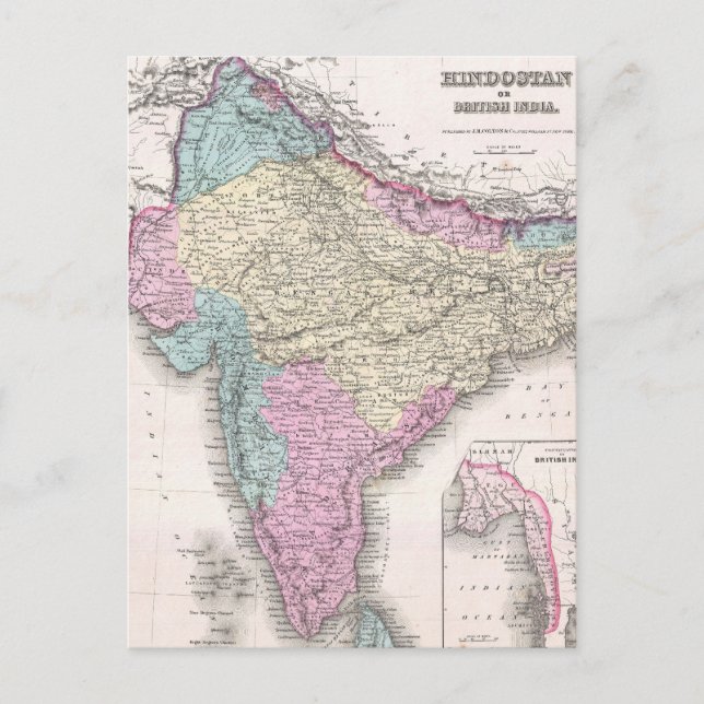Postal Mapa de época de la India (1855) (Anverso)