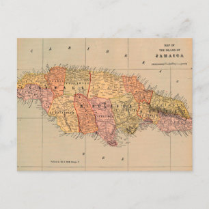 Postal Mapa de época de la isla de Jamaica