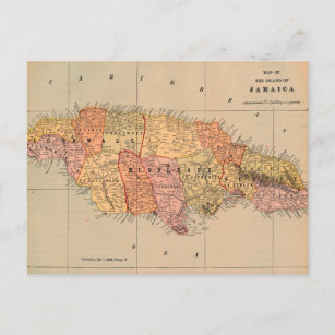 Postal Mapa de época de la isla de Jamaica