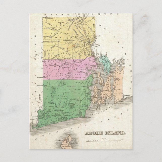 Postal Mapa de época de la isla de Roda (1827) (Anverso)