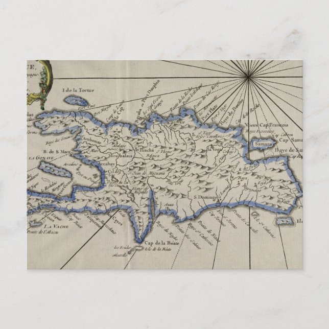 Postal Mapa de época de la República Dominicana (1750) (Anverso)