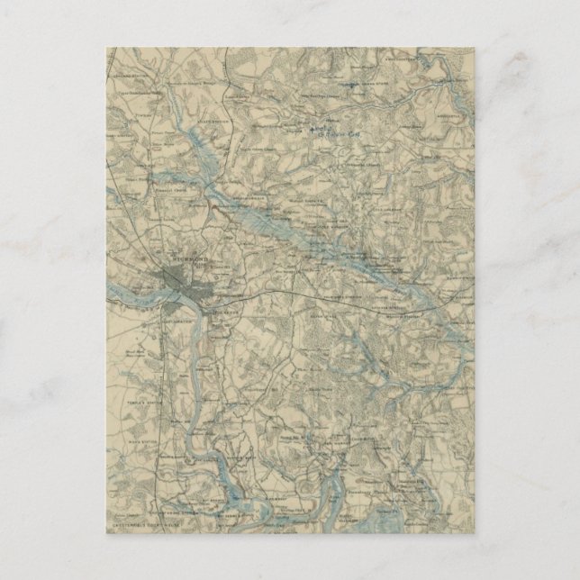 Postal Mapa de época de la zona de Richmond Virginia (186 (Anverso)