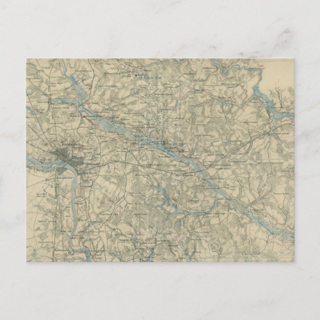 Postal Mapa de época de la zona de Richmond Virginia (186 (Anverso)