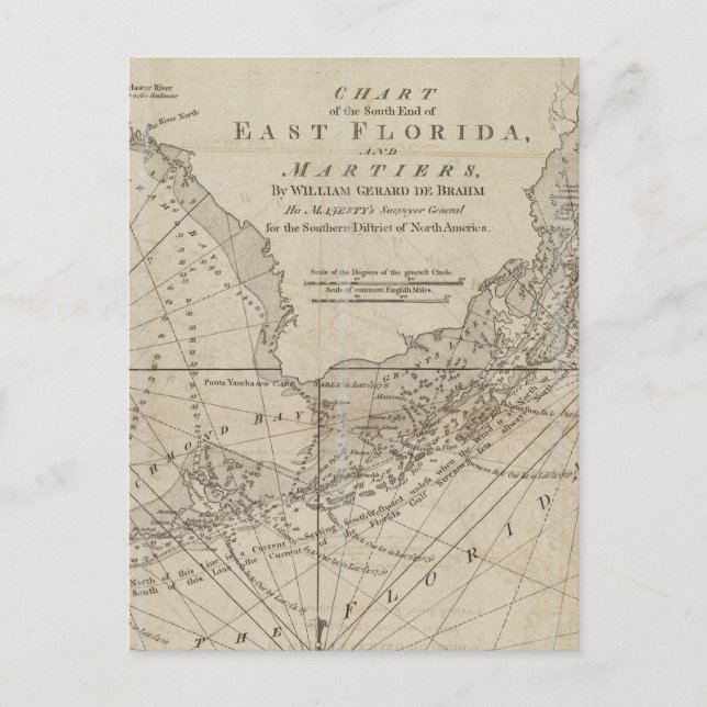 Postal Mapa de época de las llaves de Florida (1771) (Anverso)