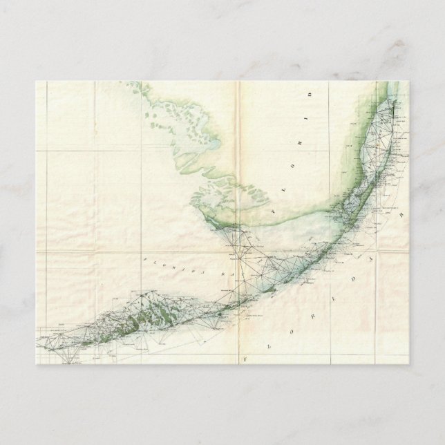 Postal Mapa de época de las llaves de Florida (1859) (Anverso)