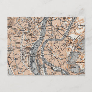 Postal Mapa de época de Lieja Bélgica (1905)