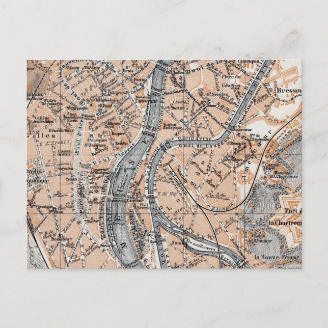 Postal Mapa de época de Lieja Bélgica (1905) (Anverso)