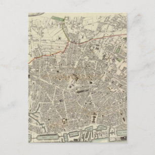 Postal Mapa de época de Liverpool England (1836)