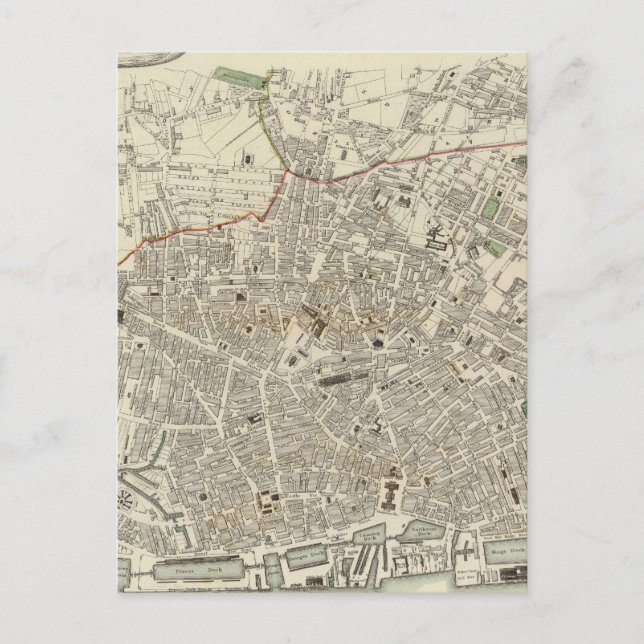 Postal Mapa de época de Liverpool England (1836) (Anverso)