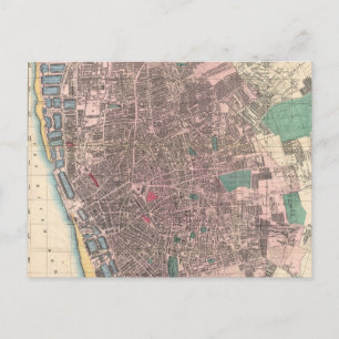 Postal Mapa de época de Liverpool England (1890)