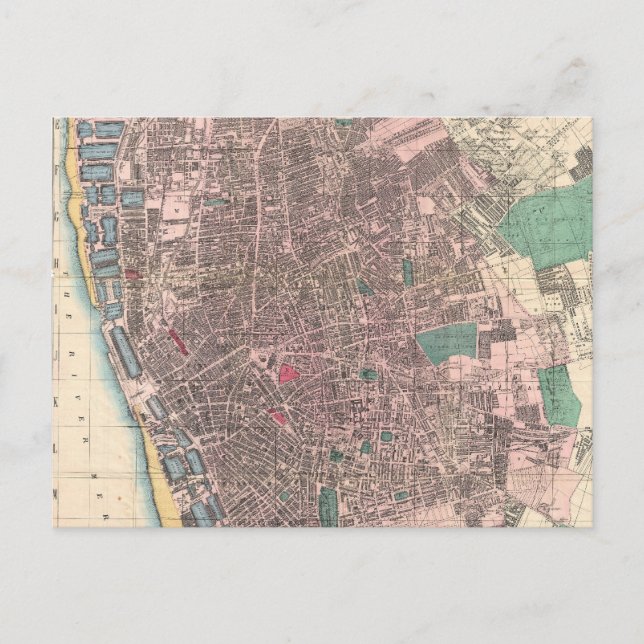Postal Mapa de época de Liverpool England (1890) (Anverso)