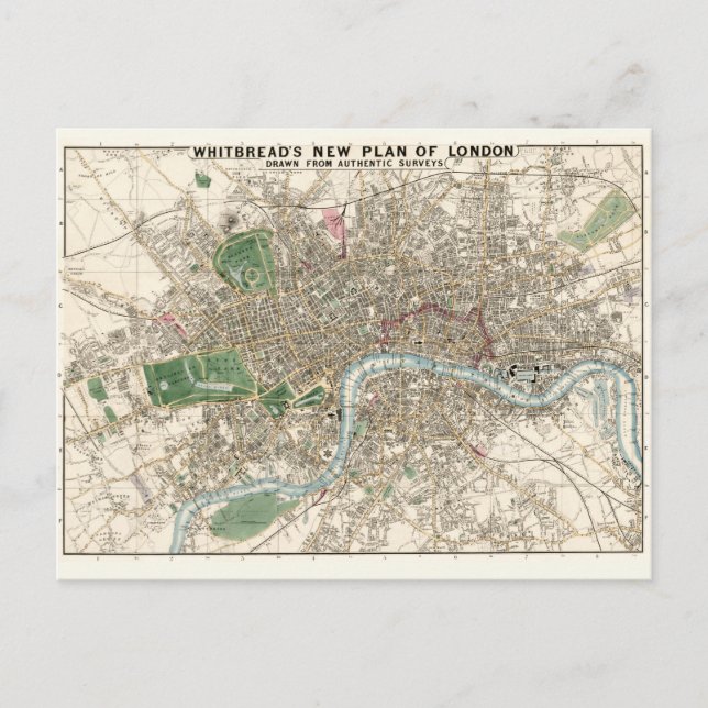 Postal Mapa de época de Londres Inglaterra (1853) (Anverso)