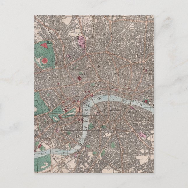 Postal Mapa de época de Londres Inglaterra (1862) (Anverso)