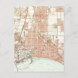 Postal Mapa de época de Long Beach California (1949)