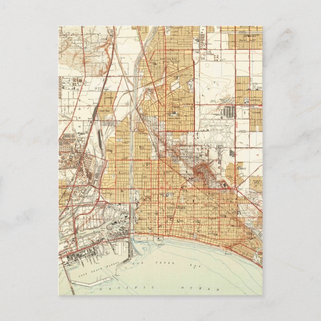 Postal Mapa de época de Long Beach California (1949) 2 (Anverso)