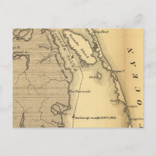 Postal Mapa de época de los bancos exteriores (1862)