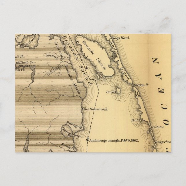 Postal Mapa de época de los bancos exteriores (1862) (Anverso)