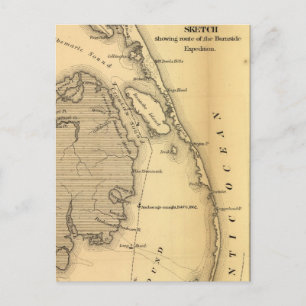 Postal Mapa de época de los bancos exteriores (1862)