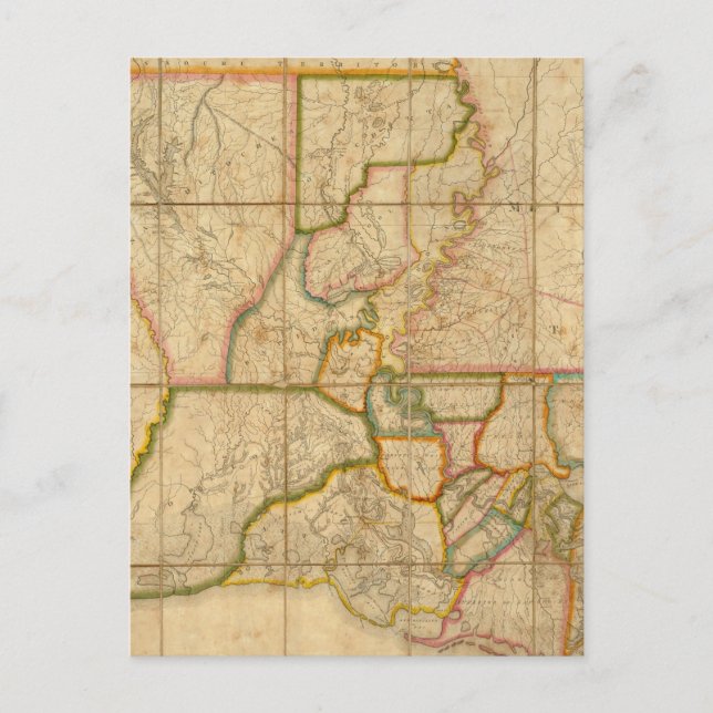 Postal Mapa de época de Luisiana (1816) (Anverso)