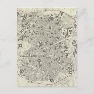 Postal Mapa de época de Madrid España (1831)