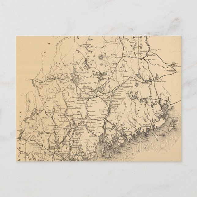 Postal Mapa de época de Maine (1894) (Anverso)