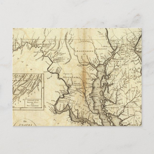 Postal Mapa de época de Maryland (1796) (Anverso)