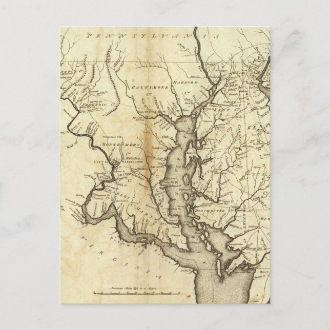 Postal Mapa de época de Maryland (1796) (Anverso)
