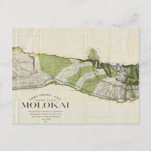 Postal Mapa de época de Molokai Hawaii (1906)