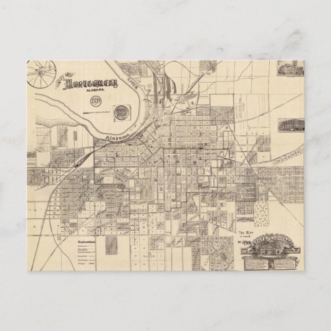 Postal Mapa de época de Montgomery, Alabama (1899) (Anverso)