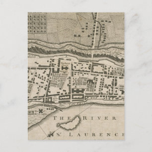 Postal Mapa de época de Montreal (1758)