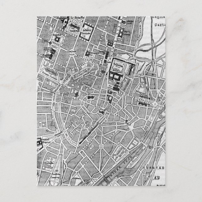 Postal Mapa de época de Múnich Alemania (1884) (Anverso)