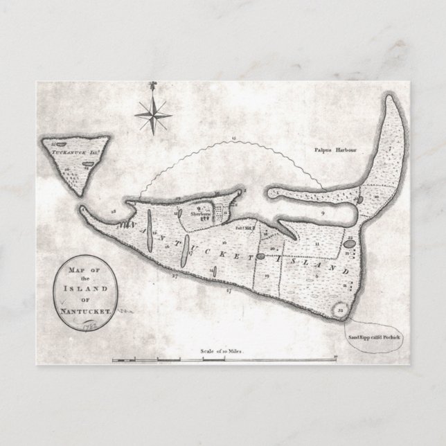 Postal Mapa de época de Nantucket (1782) (Anverso)