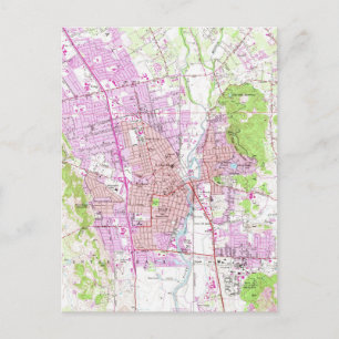 Postal Mapa de época de Napa California (1951)