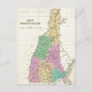 Postal Mapa de época de New Hampshire (1827)