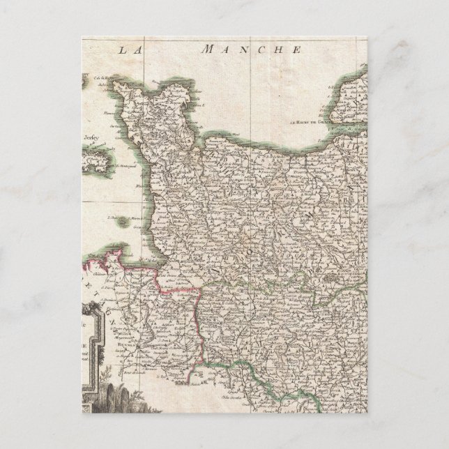 Postal Mapa de época de Normandía (1771) (Anverso)