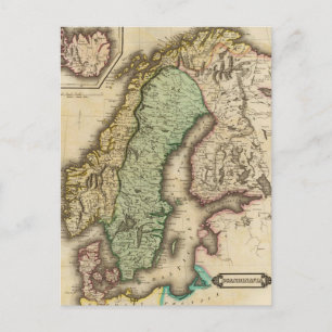 Postal Mapa de época de Noruega y Suecia (1831)