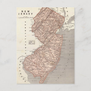 Postal Mapa de época de Nueva Jersey (1845)