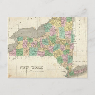 Postal Mapa de época de Nueva York (1827)