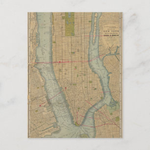 Postal Mapa de época de Nueva York Manhattan